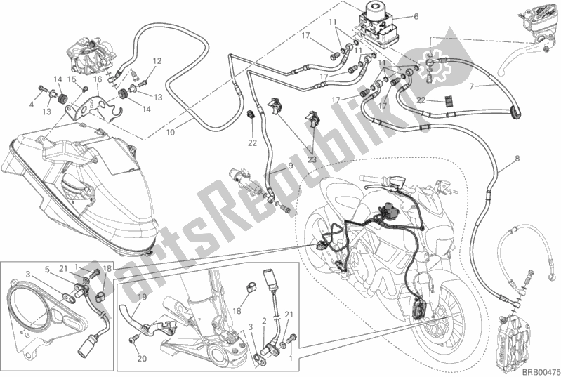 All parts for the Braking System Abs of the Ducati Diavel Carbon FL Thailand 1200 2019